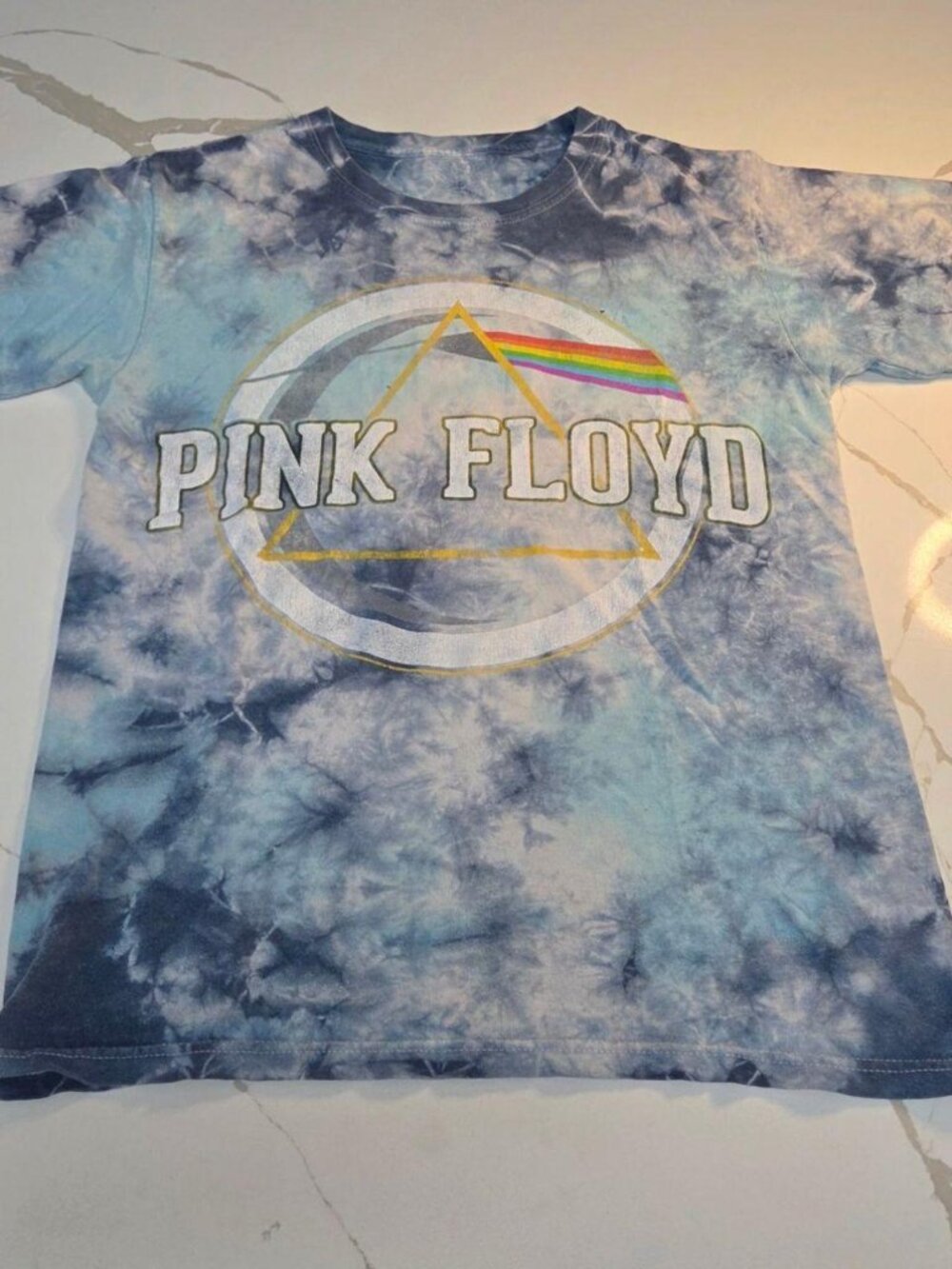 Pink Floyd Dark Side of the Moon Blue Tie Dye 1973 Tour Tee Replica- S